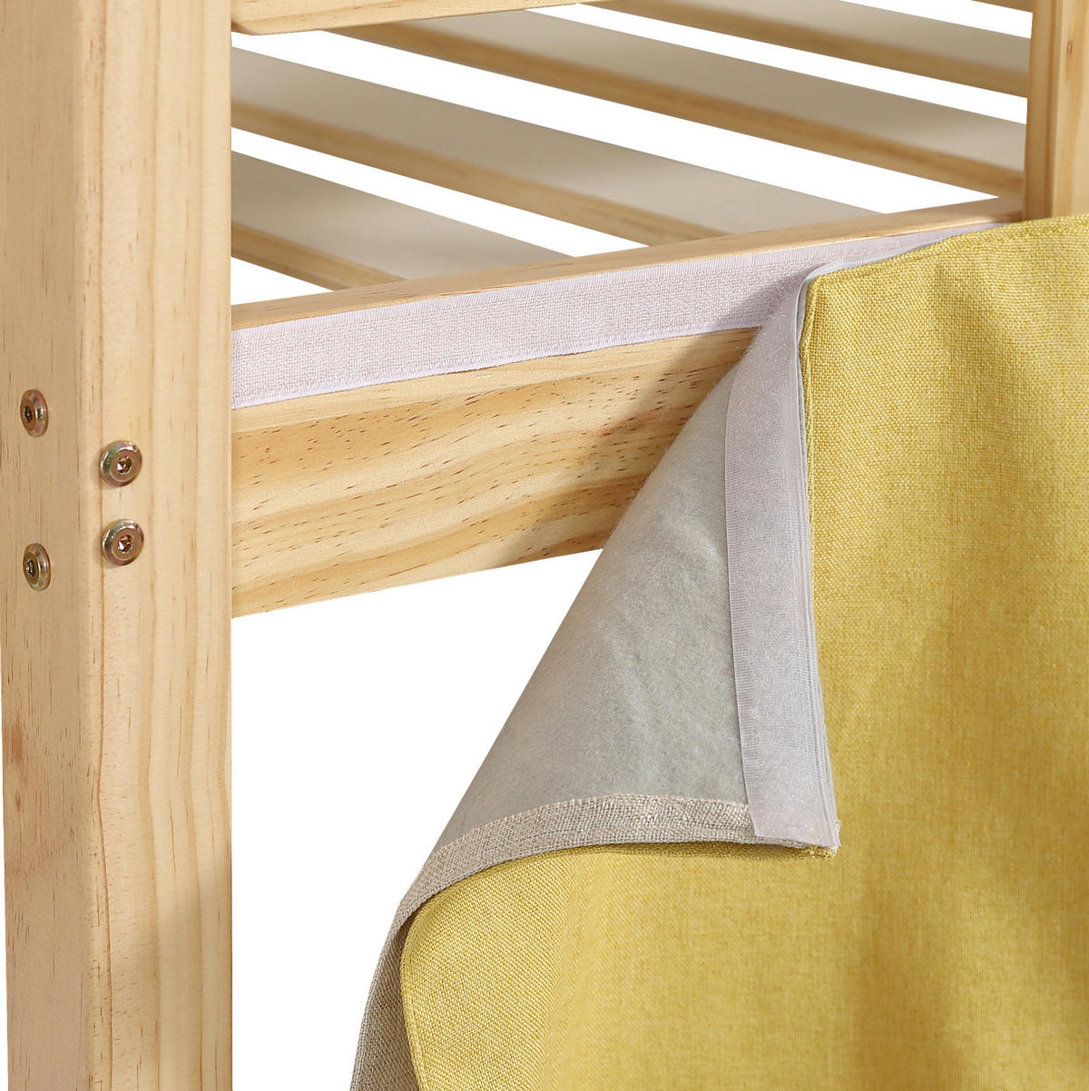 ETAGENBETT 90/200 cm aus Kiefer und MDF mit Treppe, Rutsche und Bettvorhang Natur - Naturfarben, Holzwerkstoff (90/200cm) - Modenvie