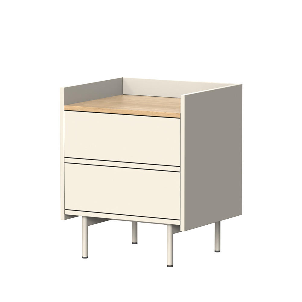 Vicco NOČNÍ STOLEK Velina Krémová 48 x 58 cm se 2 zásuvkami