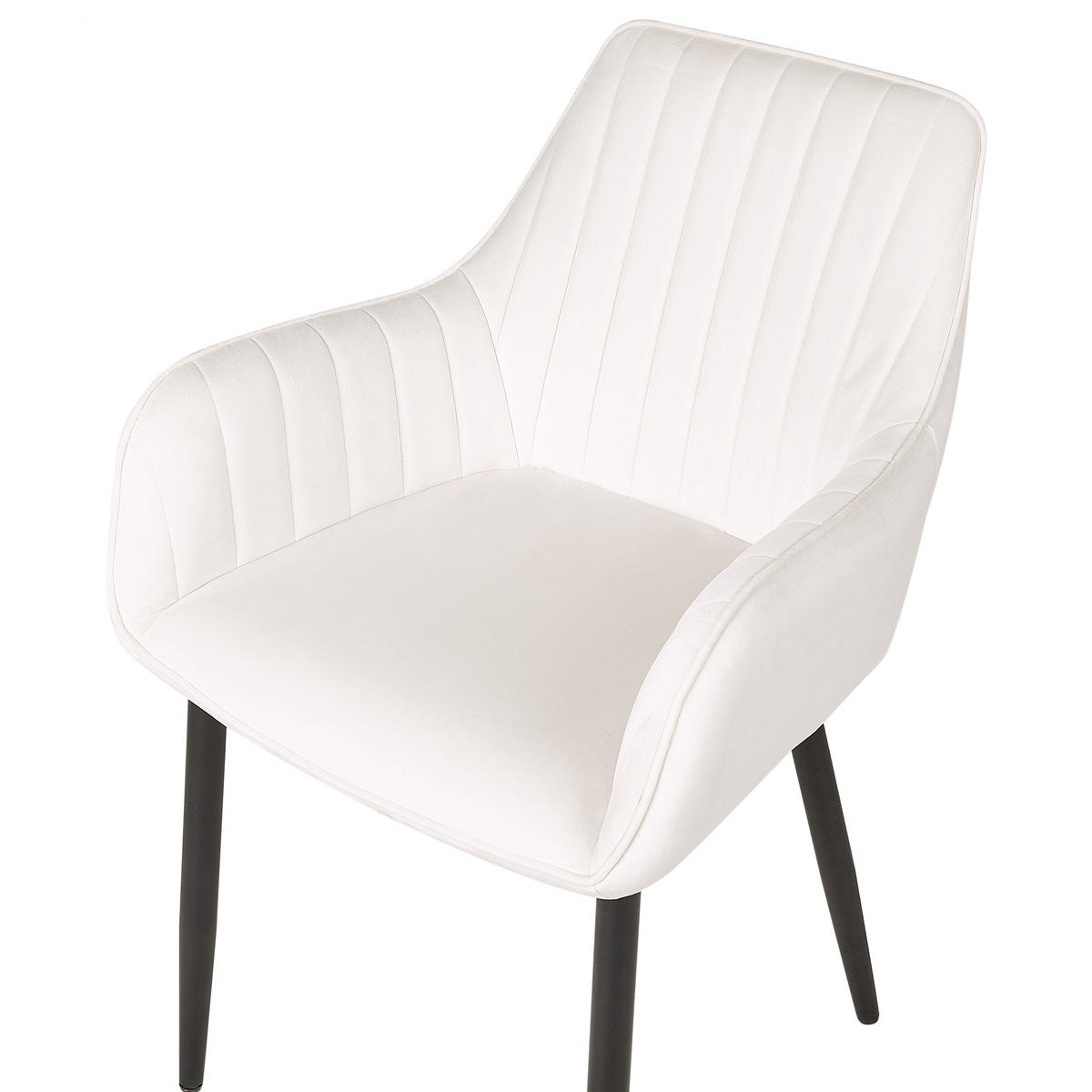 ESSZIMMERSTUHL 2er-Set Samtstoff cremeweiß Wellston - Schwarz/Weiß, Textil (60/84/61cm) - Beliani