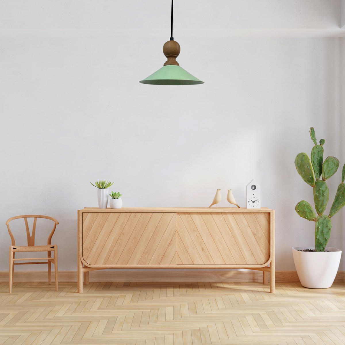 PENDELLEUCHTE Ferh 35/20 cm - Mintgrün, Holz/Metall (35/20cm) - Bamyum