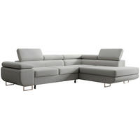 ECKSOFA Stevil Graubeige Velours - Greige/Silberfarben, Textil/Metall (275/203cm) - Selsey