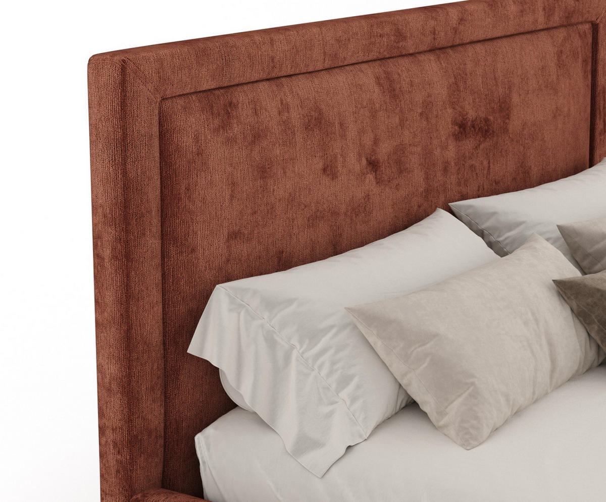 POLSTERBETT Ordina Kupferfarbe 160/200 cm im Chenille-Stoff - Naturfarben/Kupferfarben, Holz/Holzwerkstoff (160/200cm) - Maison de Reve