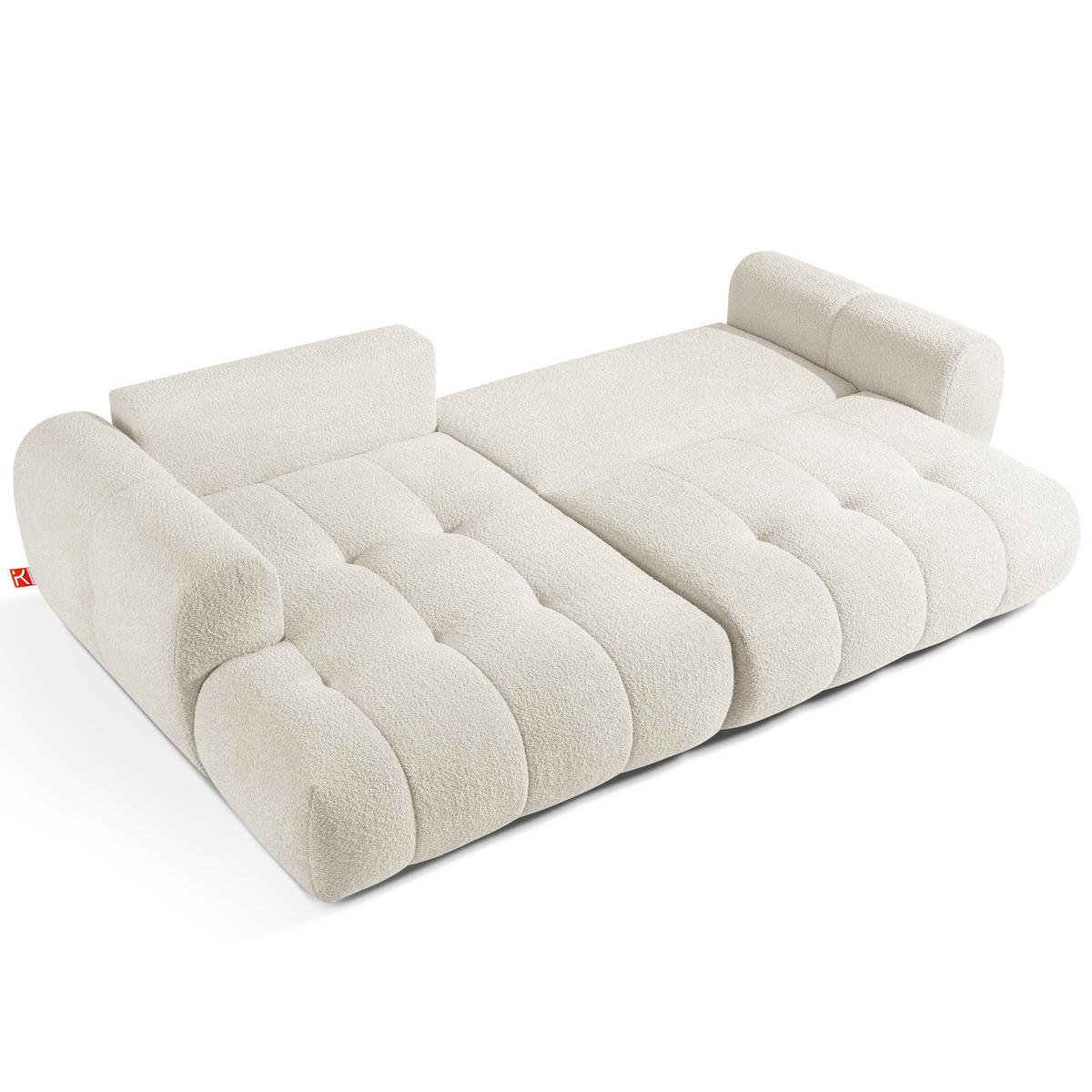 ECKSOFA LINKS LIRA, Weiß, Bouclé - Weiß, Holz/Holzwerkstoff (295/112cm) - KONSIMO®