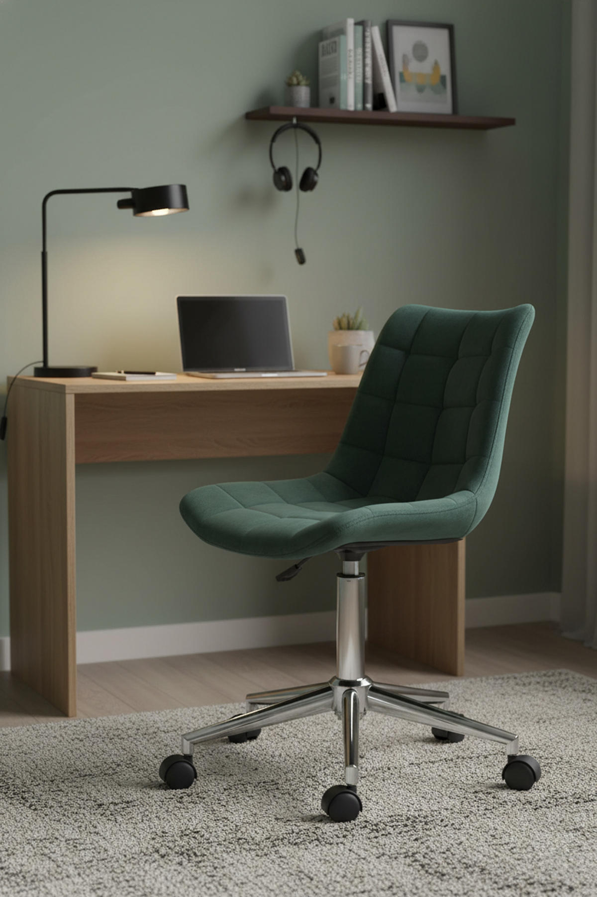 BÜROSTUHL Auronix Samt grün - Chromfarben/Grün, Metall (46/96/62cm) - TPFLiving