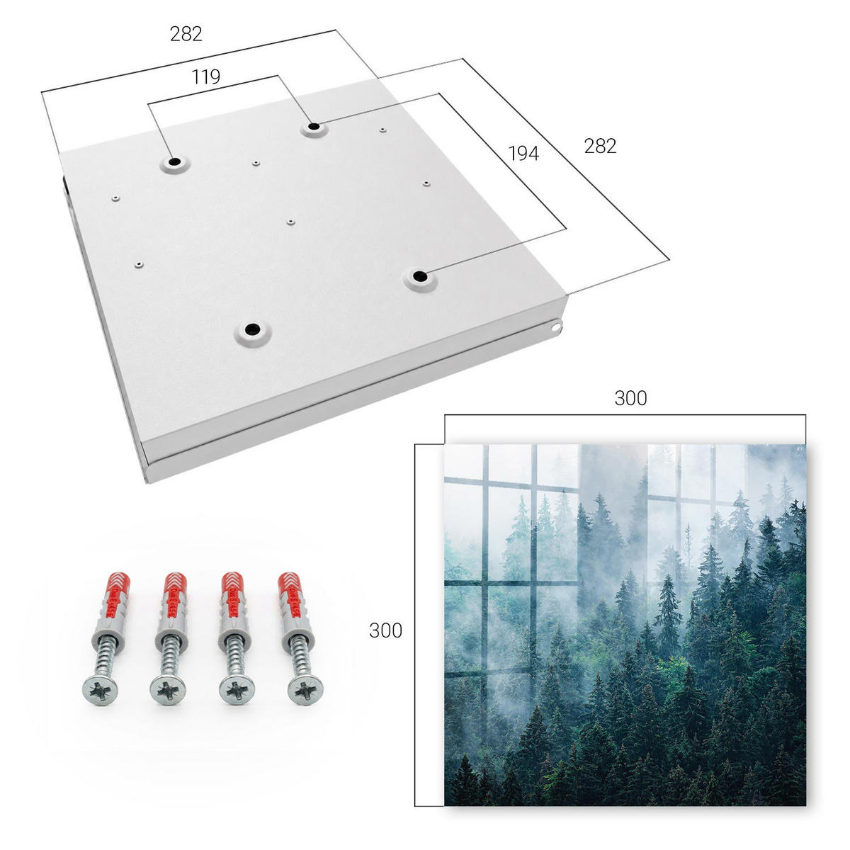 SCHLÜSSELBOX Weiß 30x30 cm – Türöffnung nach rechts - Grüner Wald - Grün, Metall (30/30/5cm) - TULUP