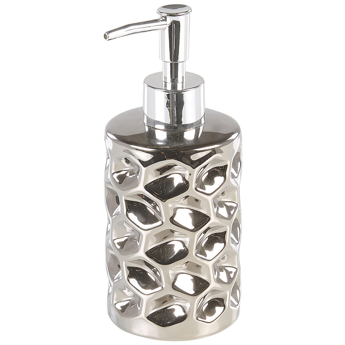 BADEZIMMER Set 5-teilig Keramik silber Tirua - Silberfarben, Keramik (13/34/11cm) - Beliani