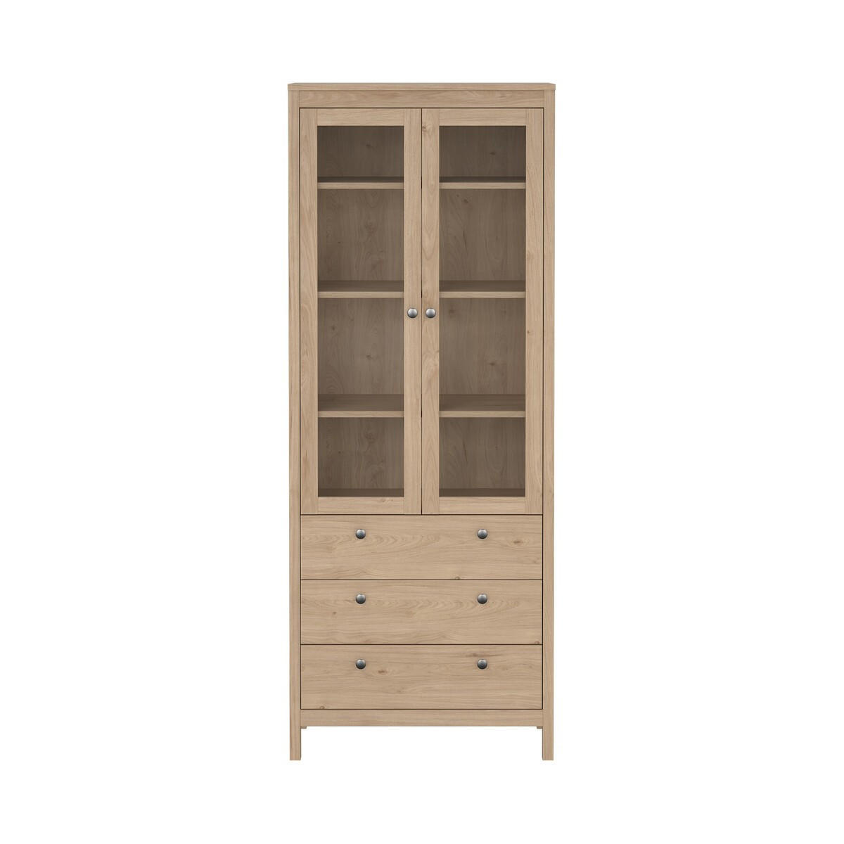 VITRINENSCHRANK, Madrid, Eiche, Holzwerkstoff, 79 x 33 x 199 cm - Eichefarben, Holzwerkstoff (79/199/33cm) - Calicosy