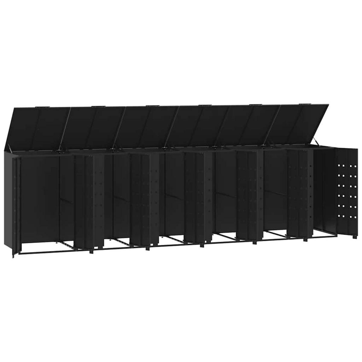MÜLLTONNENBOX Gorilo für 6 Tonnen Schwarz 414x79x117 cm - Schwarz, Metall (414/117/79cm) - DELUKE