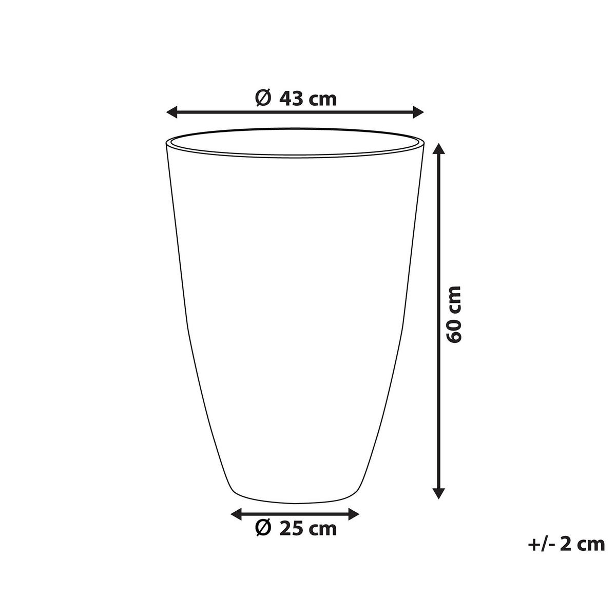 BLUMENTOPF grau rund 43/43/60 cm Camia - Grau, Stein (60cm) - Beliani
