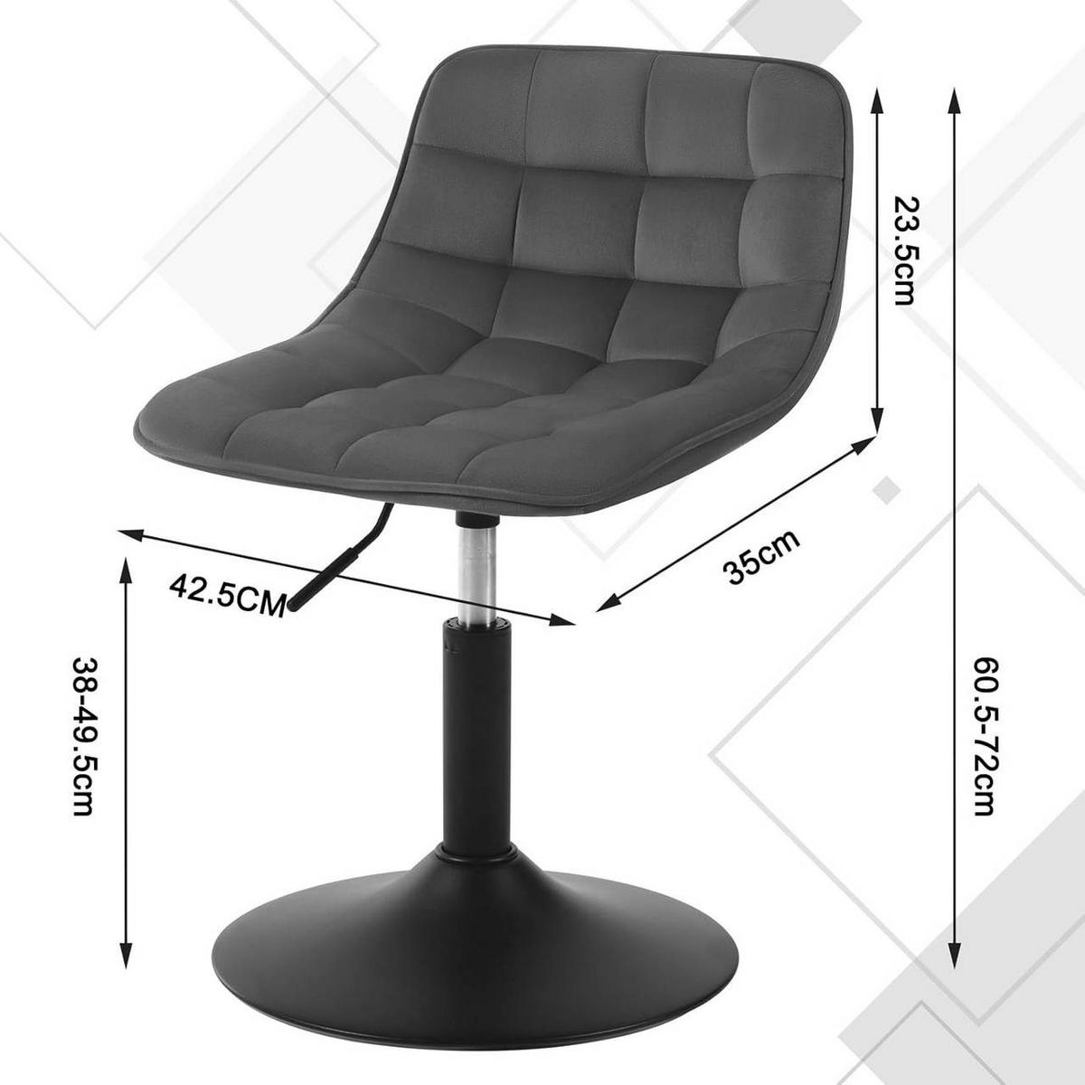 BARHOCKER Mehrzweck 360° Schwenken Samt, Dunkelgrau - Dunkelgrau/Schwarz, Textil/Metall (42.5/72/45cm) - Woltu