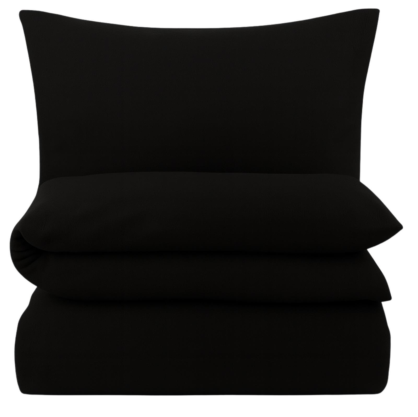 BETTWÄSCHE Biber 135x200 Schwarz Uni Flanell Winter Bettbezug - Made in Germany - Schwarz, Textil (135/200cm) - Carpe Sonno