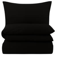 BETTWÄSCHE Biber 200x220 Schwarz Uni Flanell Winter Bettbezug - Made in Germany - Schwarz, Textil (200/220cm) - Carpe Sonno