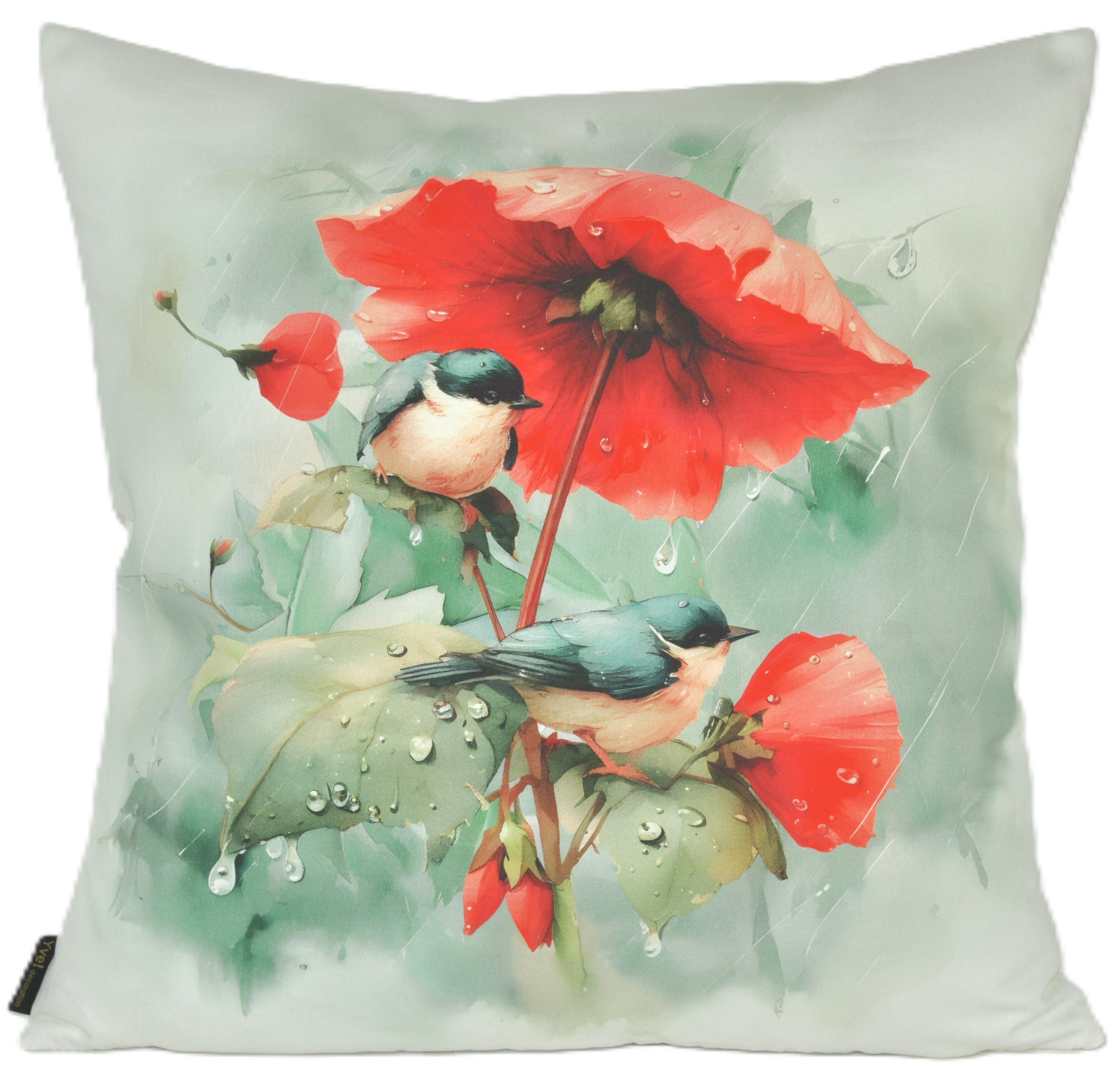 KISSENHÜLLE FRÜHLINGSFEST VÖGEL - Multicolor, Textil (50/50cm) - Yve! decoration
