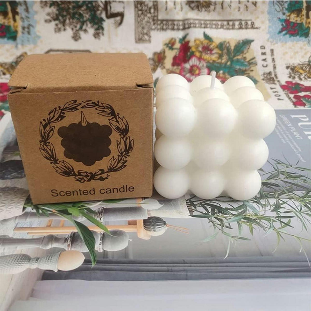 KERZE 2-teiliges Set Bubble Sojawachs Weiß - Weiß, Paraffin (6cm)