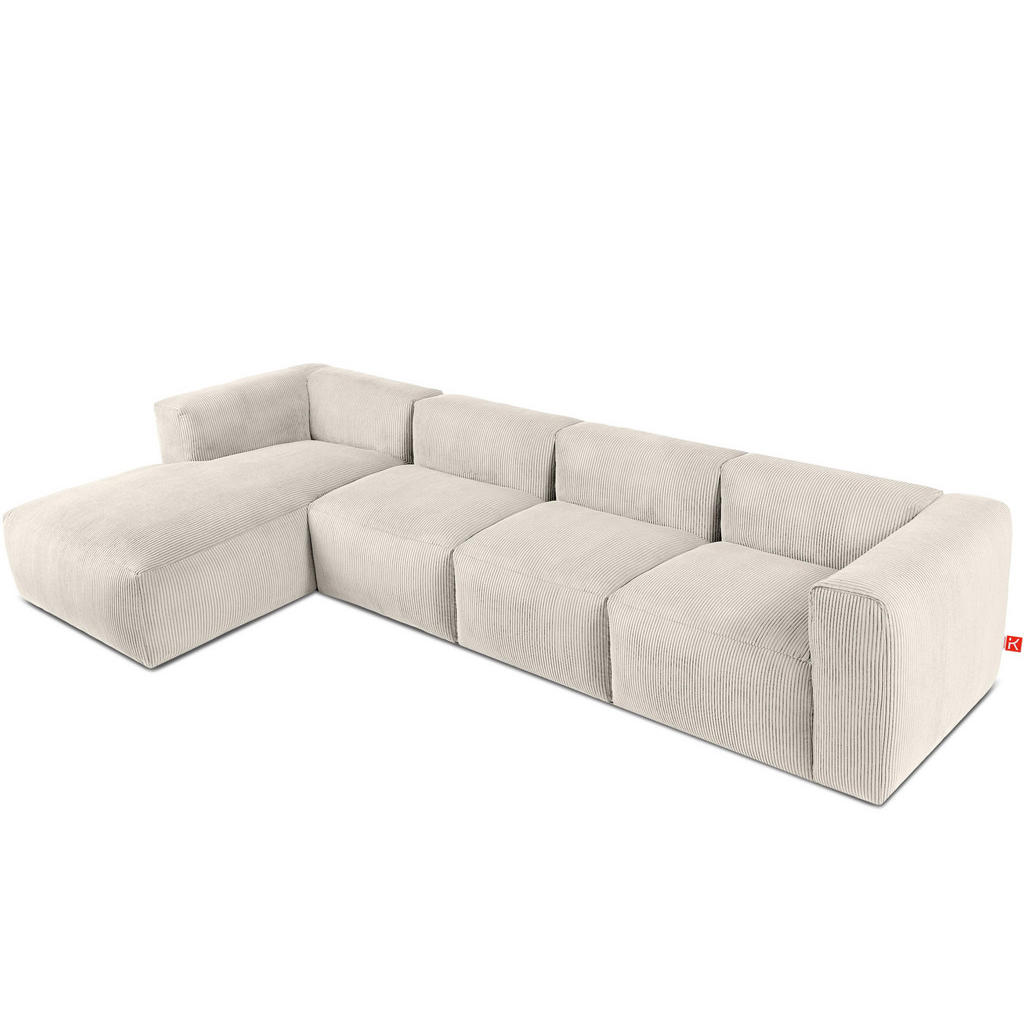 Thumbnail - Konsimo® Eckmodulsofa-Links, Creme, Textil, Eckteil,Freiform, 377x180 cm, Wohnzimmer, Sofas & Couches, Wohnlandschaften,...