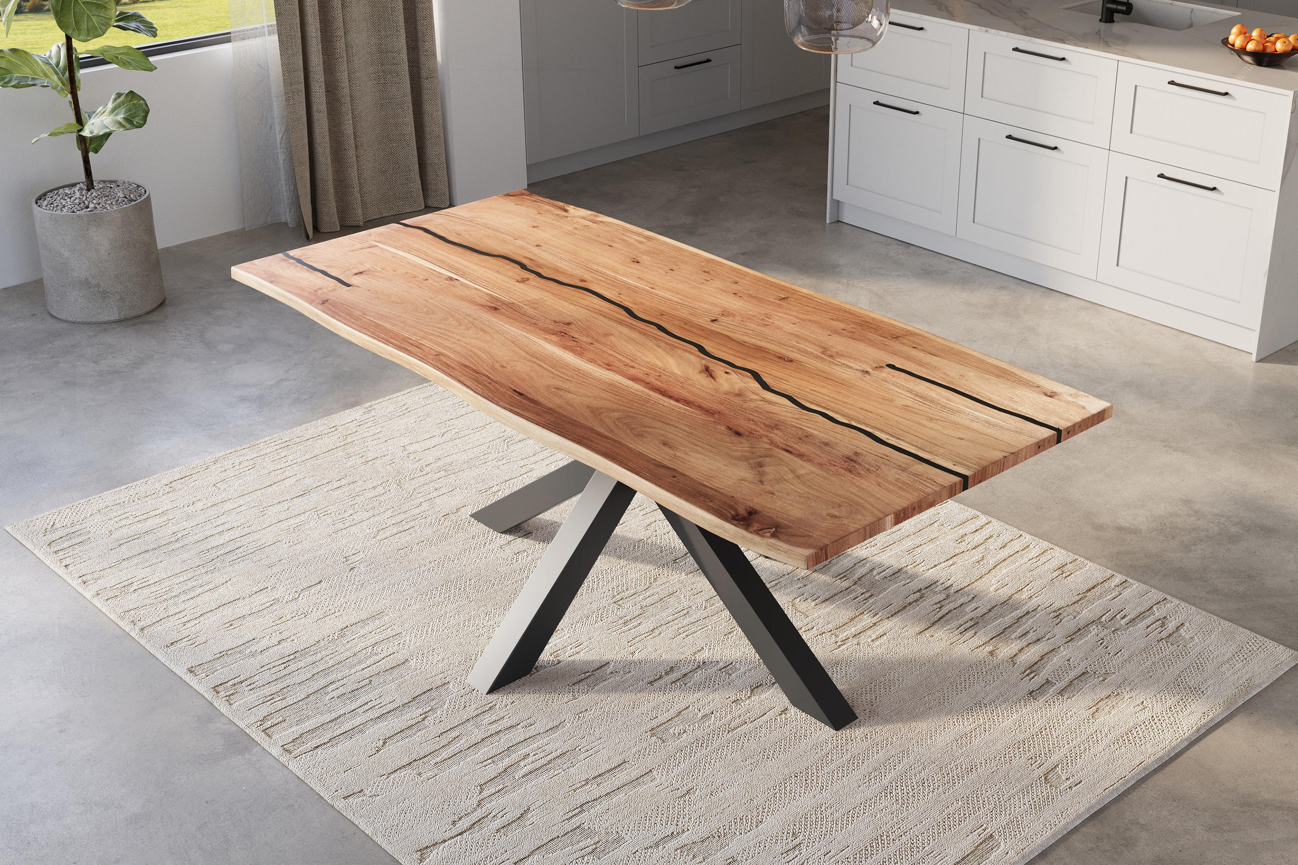 ESSTISCH POLLY - Beige/Schwarz, Holz/Metall (100/220/77cm) - SAM