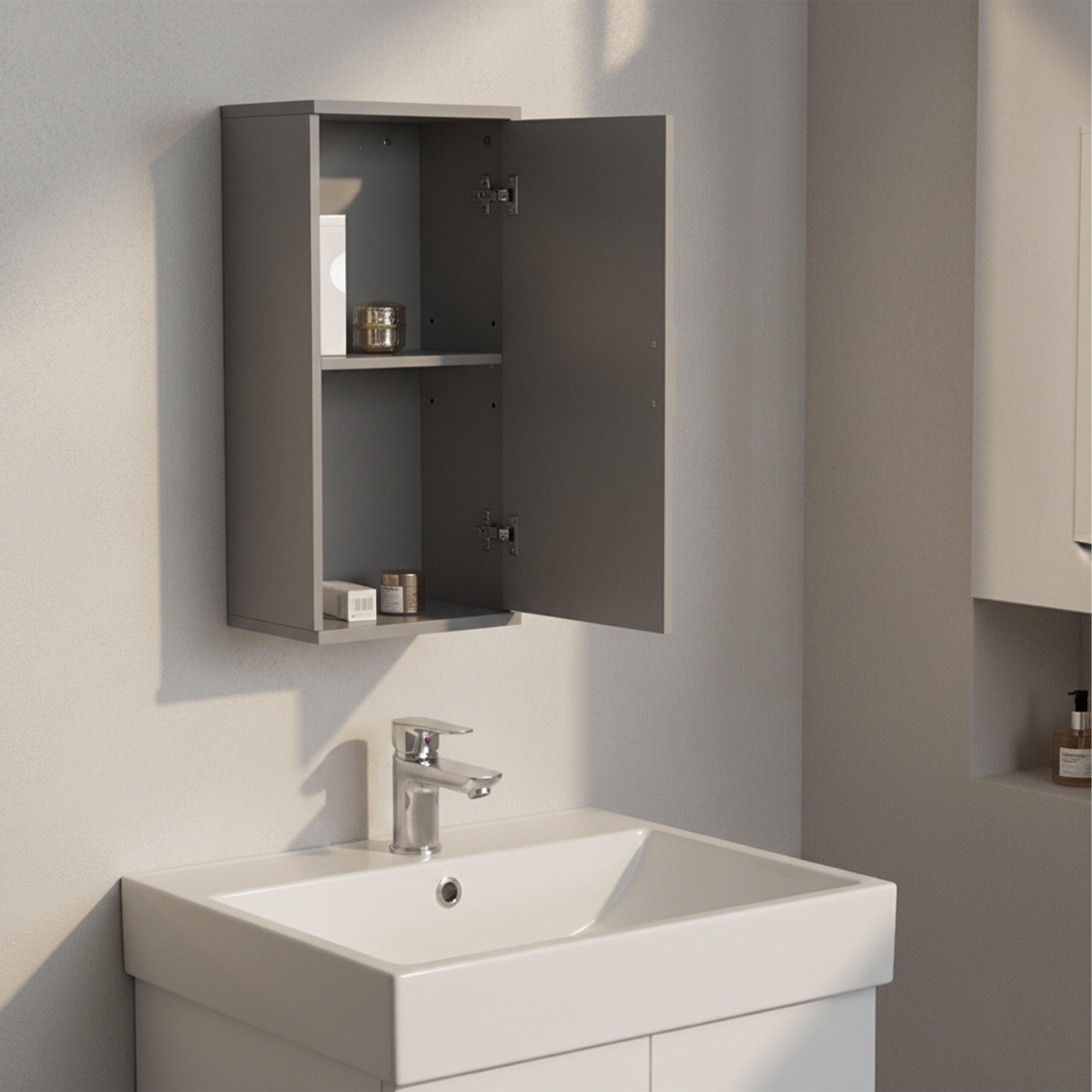 HÄNGESCHRANK - Blaugrau/Grau, Holzwerkstoff (30/62/21cm) - Relaxdays