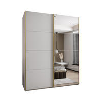 SCHWEBETÜRENSCHRANK 245,5/190/64 2-türig - Goldfarben/Weiß, Holz/Metall (190/245/64cm) - Abiks Möbel