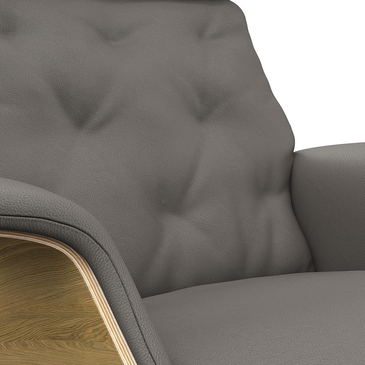 RELAXLIEGE - Echtleder - Schwarz/Grau, Leder/Metall (83/103/147cm) - home24