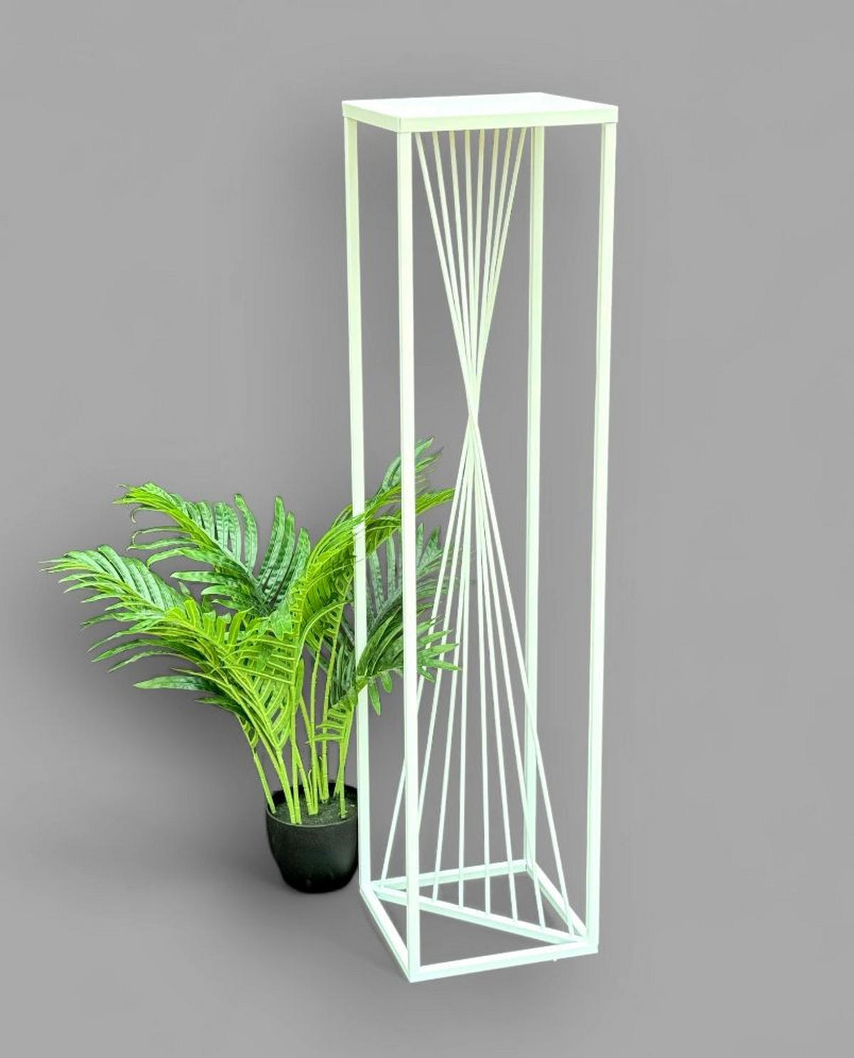 BLUMENSTÄNDER Metall Weiß Eckig 100 cm - Weiß, Metall (24/100/24cm) - DanDiBo