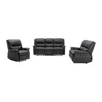SOFAGARNITUR mit Relaxfunktion - 6 -Sitzer - Kunstleder - schwarz - CANBY - Schwarz, Leder (183/95/90cm) - Vente-Unique