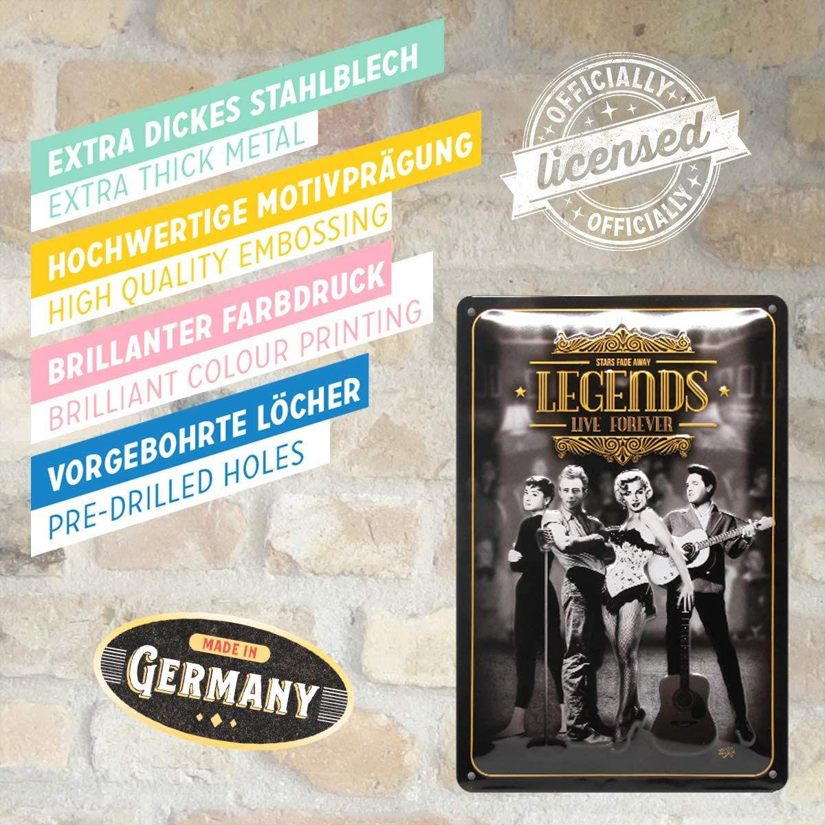 BLECHSCHILD 20/30 cm Celebrities Legends Live Forever - Multicolor, Metall (20/30/0.2cm) - Nostalgic-Art