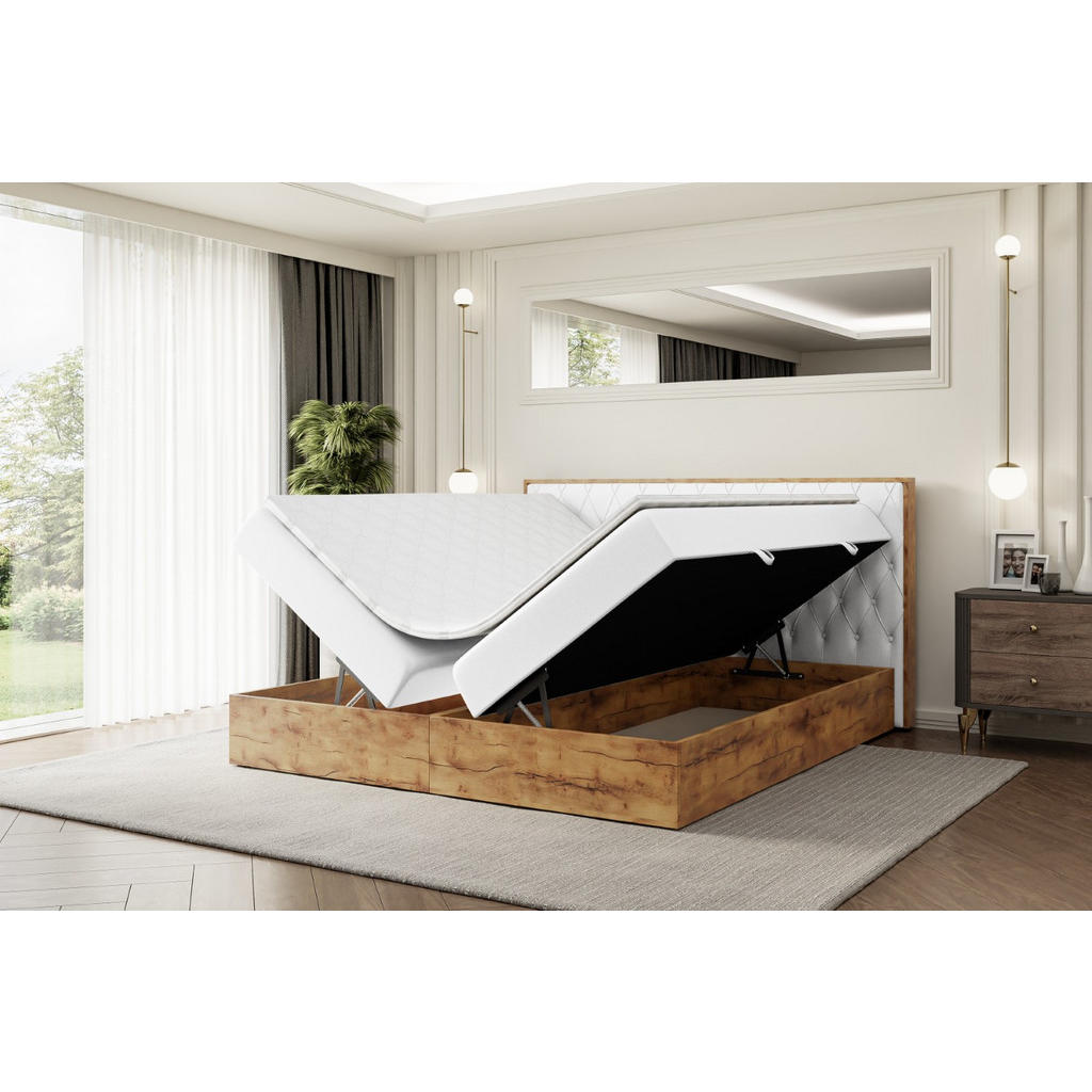 Thumbnail - Altdecor Boxbett, Weiß, Holzwerkstoff, Höhe ca. 20 cm, 180x200 cm, Schlafzimmer, Betten, Boxspringbetten