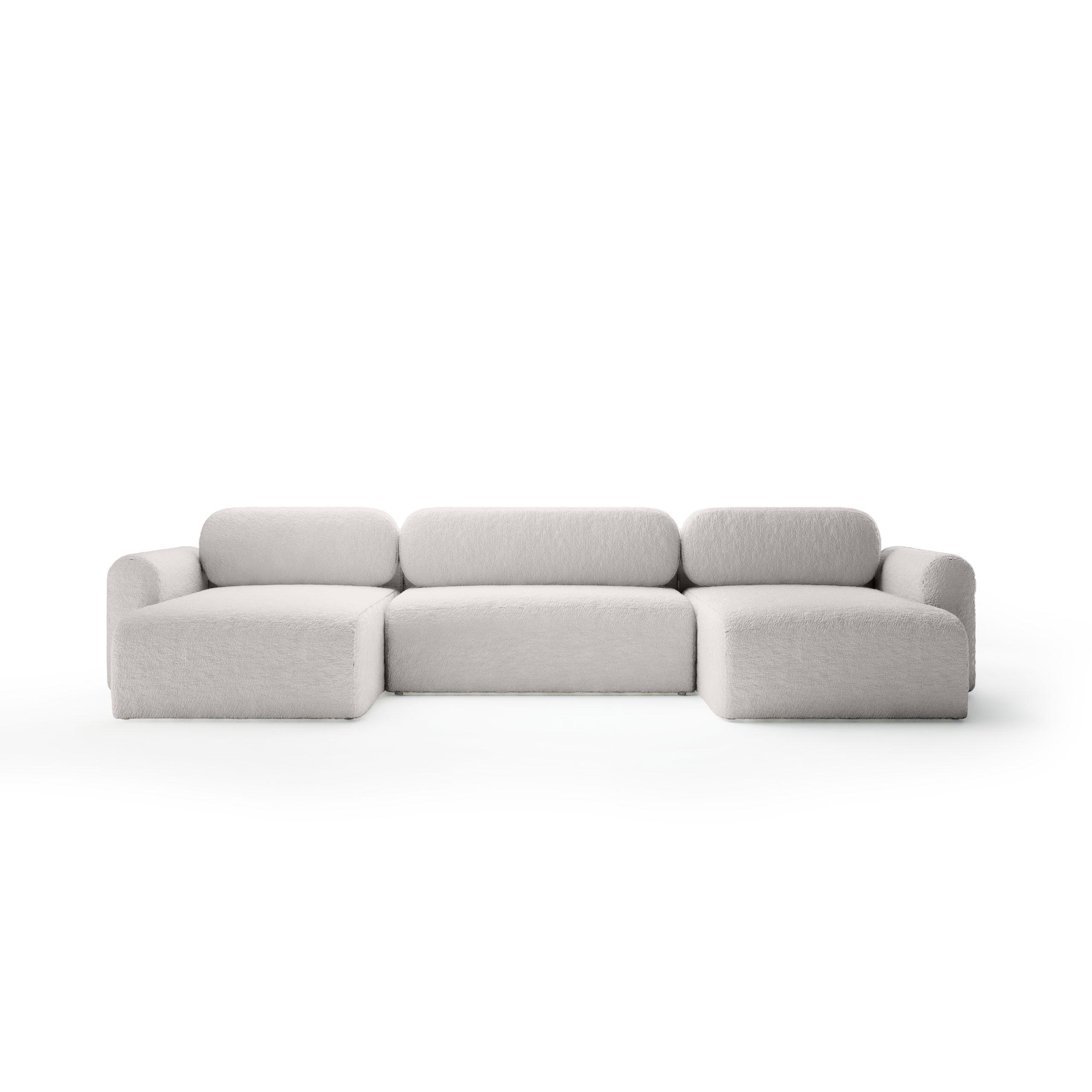 WOHNLANDSCHAFT mit Schlaffunktion Thekla U, Hellgrau - Hellgrau, Textil (366/70/150cm) - Fedve