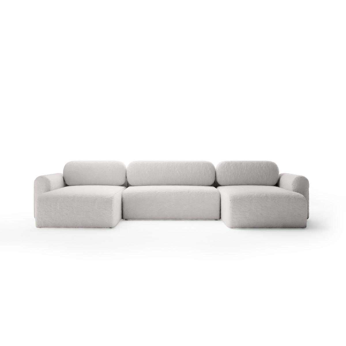 WOHNLANDSCHAFT mit Schlaffunktion Thekla U, Hellgrau - Hellgrau, Textil (366/70/150cm) - Fedve