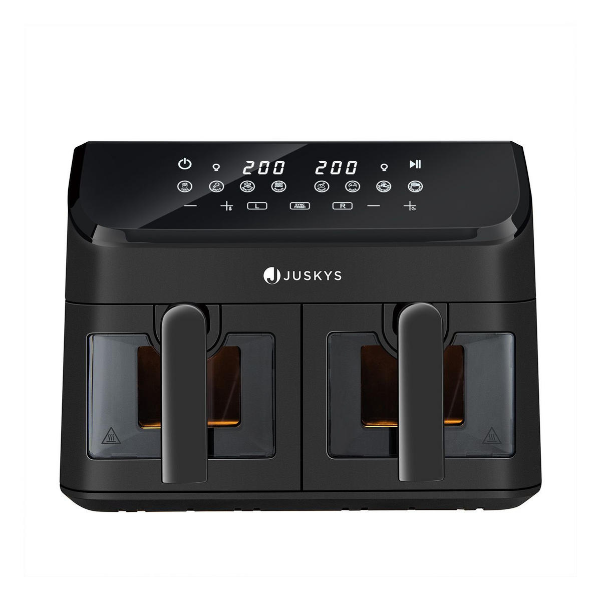 HEISSLUFTFRITTEUSE 9 L mit 2 Zonen - Schwarz, Kunststoff (41/39/30cm) - Juskys