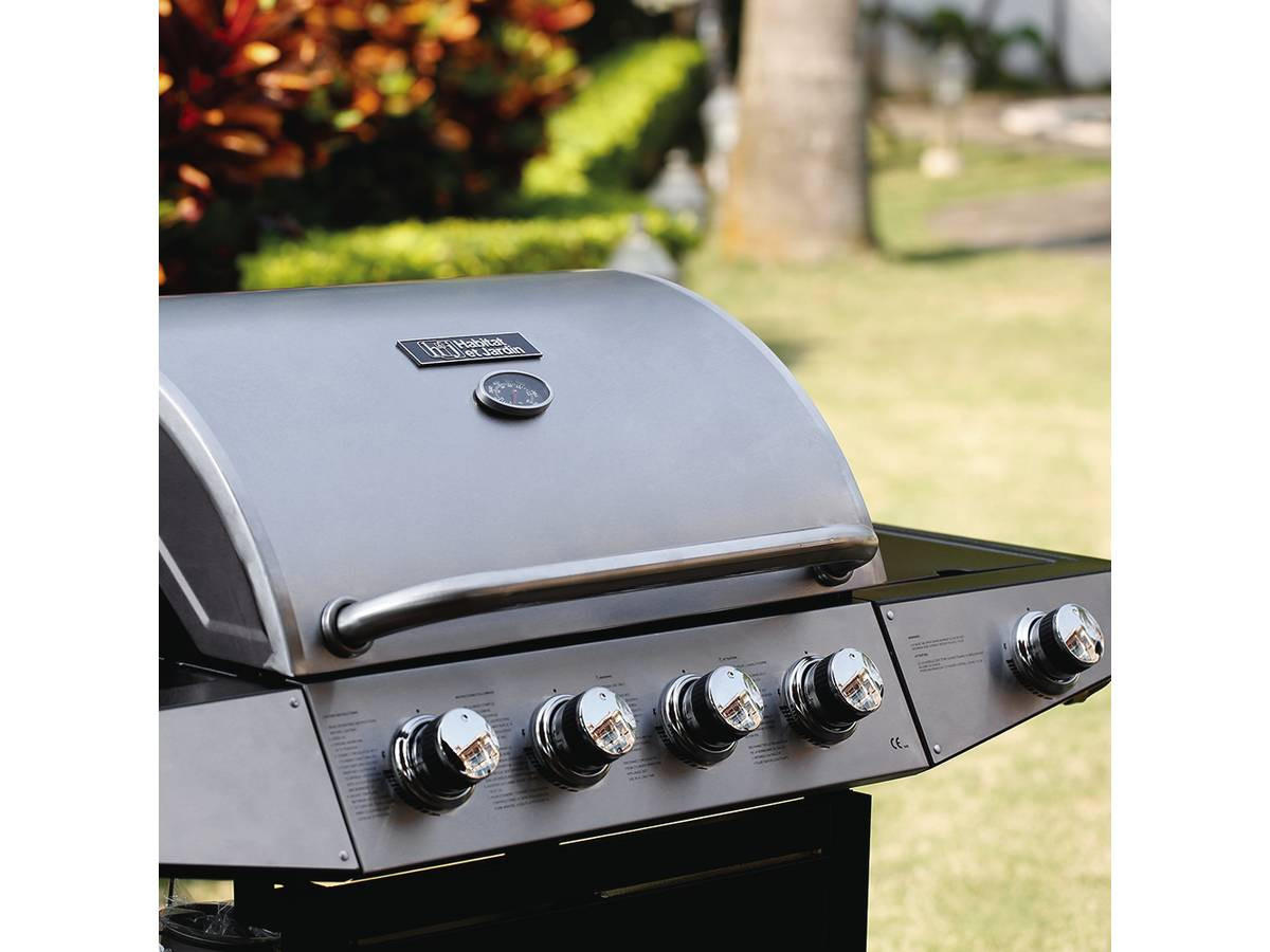 GASGRILL party 5 - Grau, Metall (54/55/136cm) - Habitat Garten