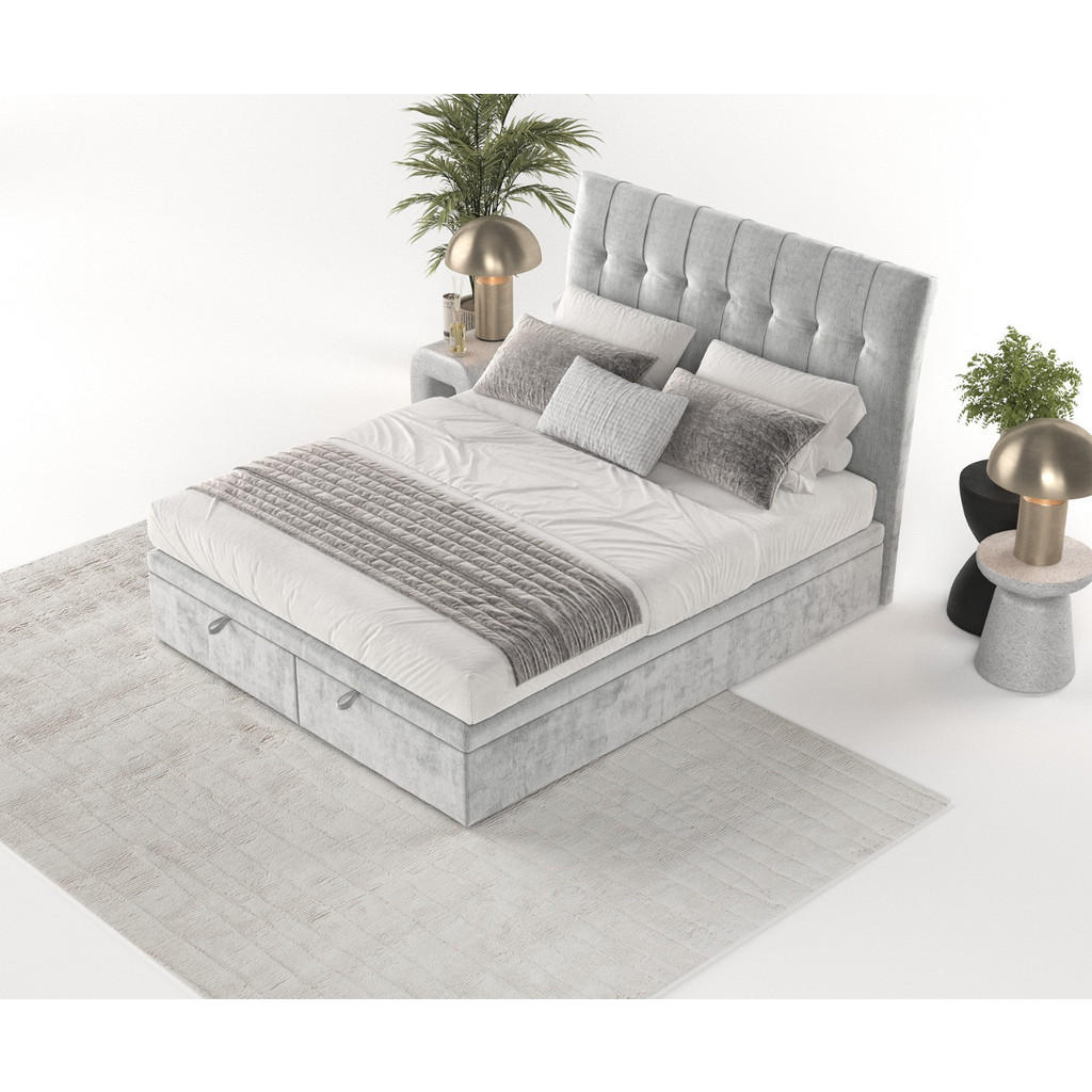 Thumbnail - AltaBeds Polsterbett, Hellgrau, Textil, Buche, Kiefer, 160x200 cm, Oeko-Tex® Standard 100, Handmade in Europe, Schlafzim...