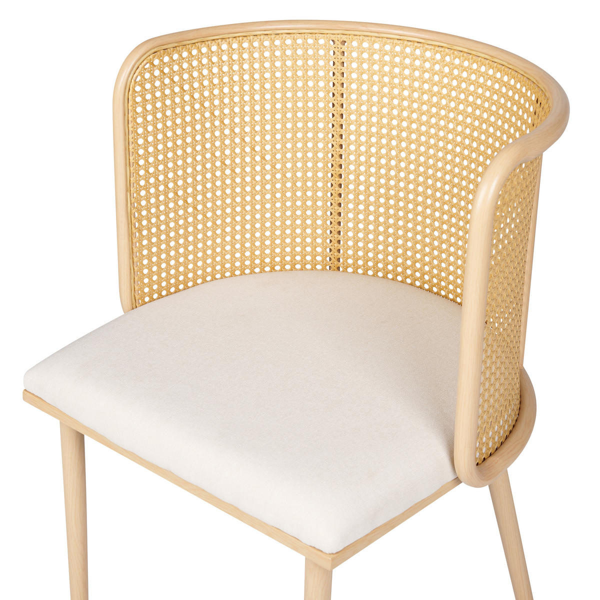 ESSZIMMERSTUHL 2er-Set Metall heller Holzfarbton/beige Kobuk - Hellbraun/Beige, Metall (52/75/46cm) - Beliani