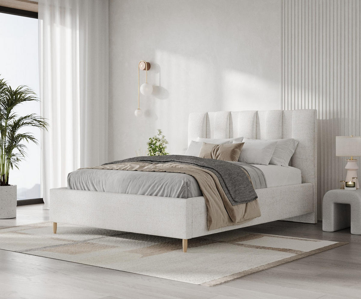 POLSTERBETT Loom 180/200 cm Creme im Neve Stoff - Creme/Naturfarben, Holz/Holzwerkstoff (180/200cm) - AltaBeds
