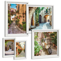 BILDER SET 5er Set - 50x50 cm & 20x30 cm & 40x60 cm Weißer Rahmen - Porträts von Frauen mit Lippen - Weiß, Kunststoff (40/60cm) - TULUP