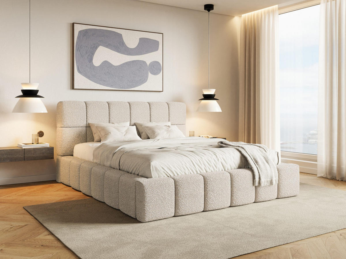 POLSTERBETT Lund 200x200 cm, Beige - Beige, Textil (200/200cm) - Fedve
