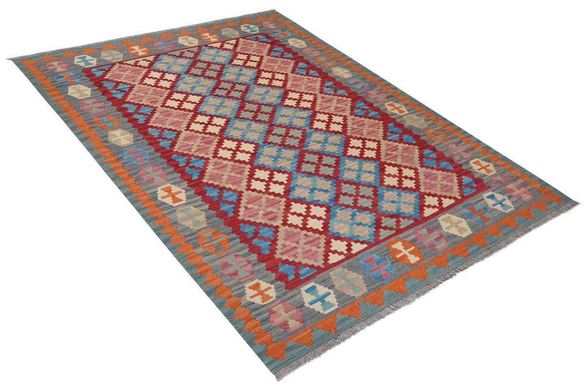 HANDWEBTEPPICH Kelim Gashgai Rot 206/159 cm Schurwolle - Rot, Textil (159/206cm) - Looma