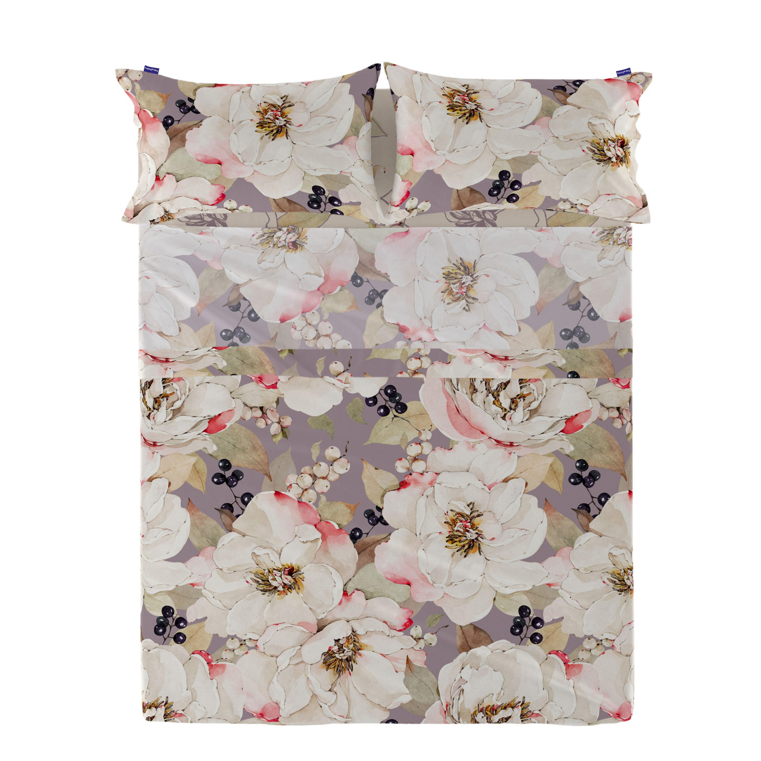 OBERBETTLAKEN white peonies 160x270 cm mehrfarbig - Multicolor, Textil (160/270cm) - Happy Friday