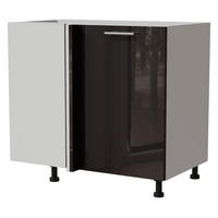 ECK-KÜCHENSCHRANK Essen D13U/90 Schwarz Hochglanz / Weiß Matt 90 / 50 / 82cm - Schwarz Hochglanz/Schwarz, Holz/Holzwerkstoff (90/82/50cm) - Feldmann-Wohnen