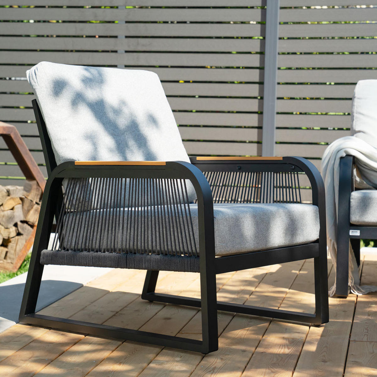 GARTENLOUNGE ALUMINIUM MARABA - Hellgrau - Schwarz, Kunststoff/Metall - Home Deluxe
