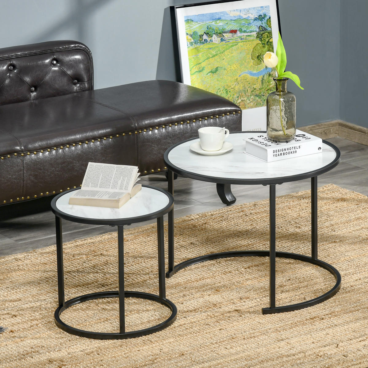BEISTELLTISCH Weiß 2 Stück - Weiß, Naturmaterialien (60/60/46cm) - GiPP