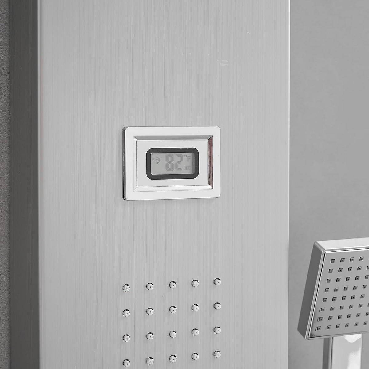 DUSCHPANEEL LED Edelstahl 8014 Nickel gebürstet - Nickelfarben, Kunststoff/Metall (20/114/46.5cm) - Kaket