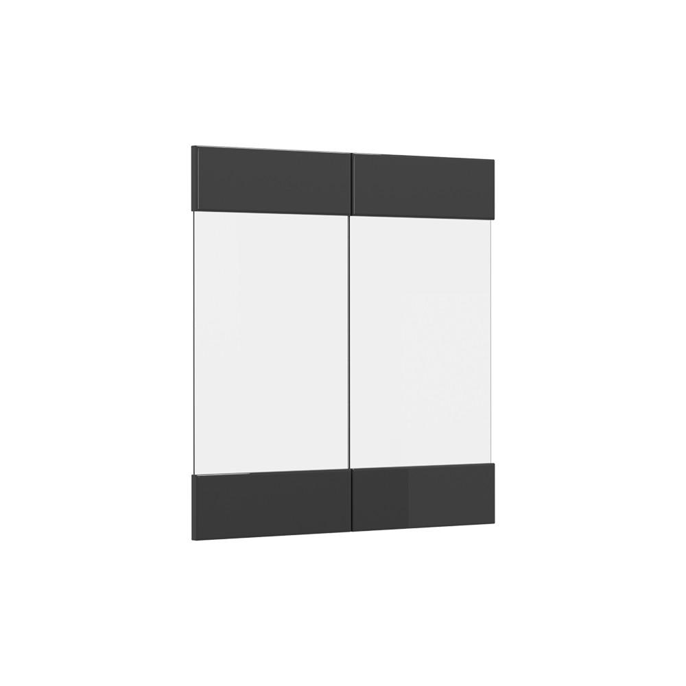 KÖKSFRONT R-Line Antracit högblank 59.2x59 cm möbelfront för väggskåp med glas Svart högglans 59/59.2/1.6 cm