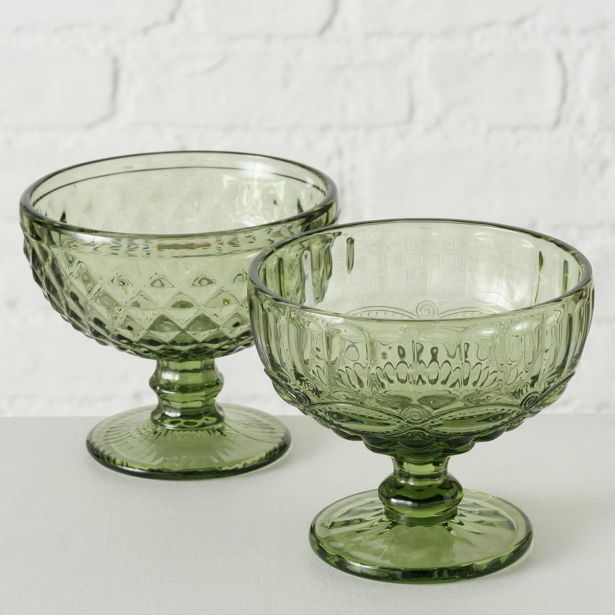 EISBECHER aus Glas Muster 1 250 ml 12/12/10 cm - Grün, Glas (12cm) - Boltze Home