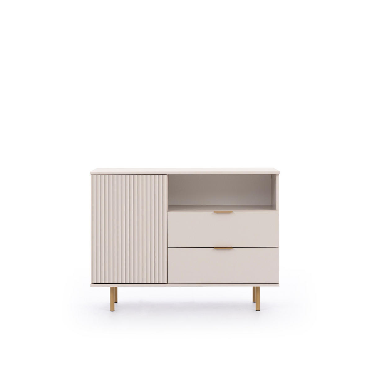 KOMMODE Nubia K1D2S Kaschmir - Kaschmir/Goldfarben, Holzwerkstoff/Metall (107/80/41cm) - Ravio