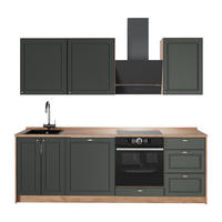 KÜCHENZEILE Fame-Line, Grün-Gold Landhaus/Goldkraft Eiche, 230 cm, AP Eiche - Honigeiche/Grün, Holzwerkstoff (230/206.8/60cm) - Vicco
