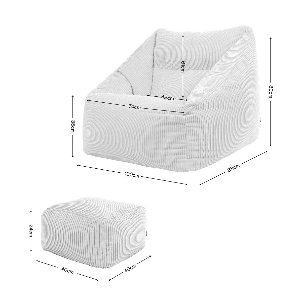 SITZSACK Cord Sessel Natalia mit Hocker - Salbeigrün, Textil (100/80/88cm) - icon