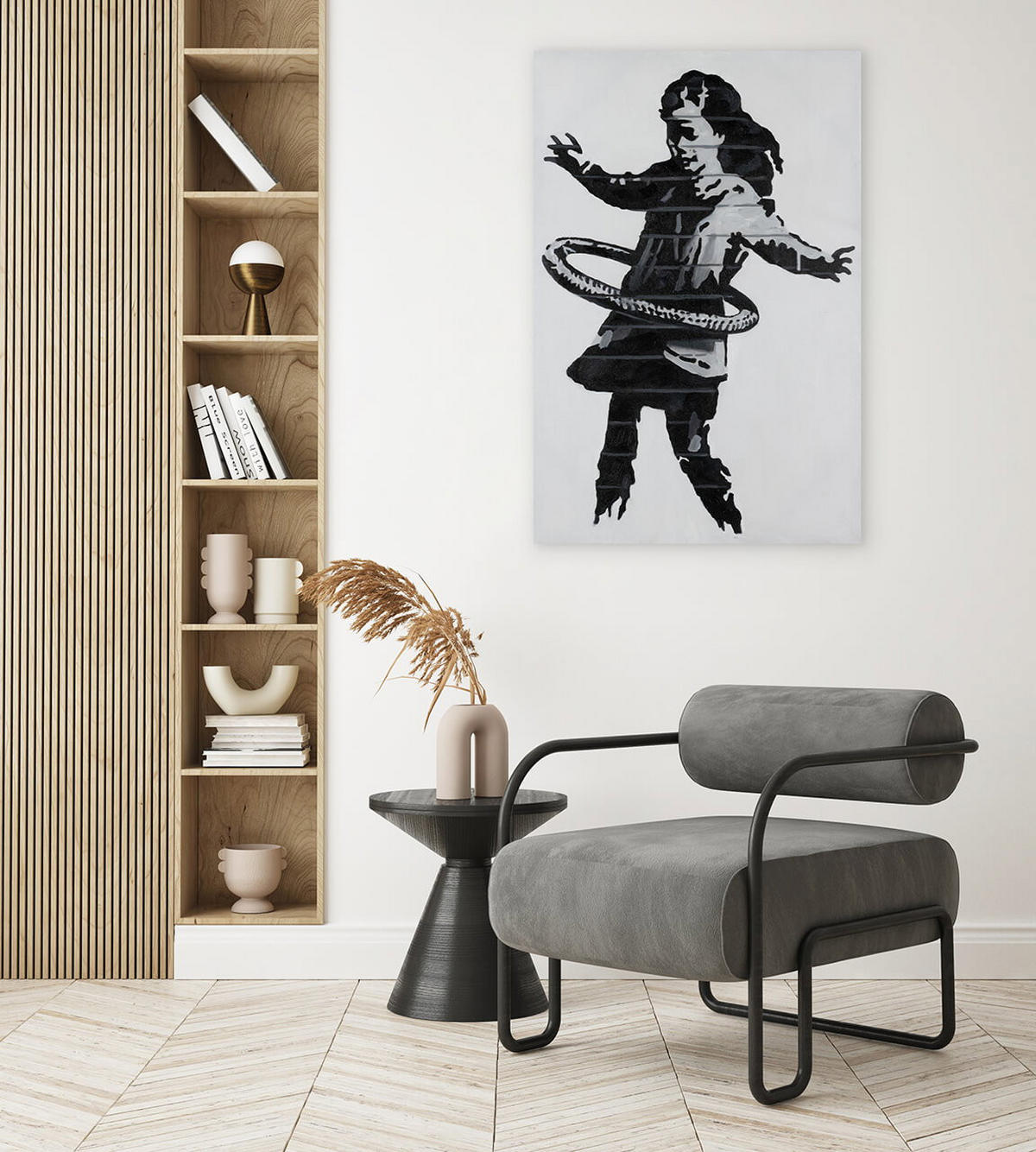 OLEJOMAĽBA 60/90 cm, Zvieratá - čierna, drevo/textil (60/90cm) - KUNSTLOFT
