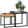 COUCHTISCH, 2er-Set , bis 30 kg Belastbar, Schwarz+Eiche - Schwarz, Metall (45/45/45cm) - HOMCOM