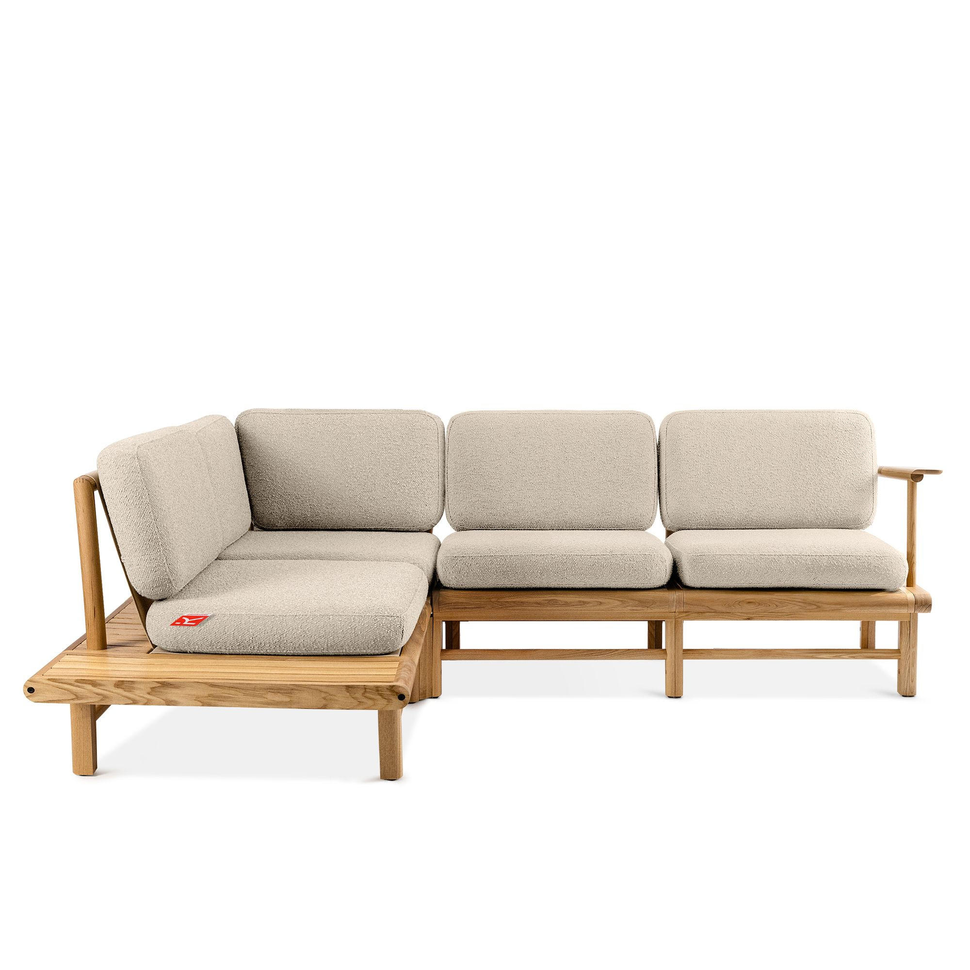 LOUNGESOFA ATREDA links - Creme, Holz/Textil (230/74/175cm) - KONSIMO®